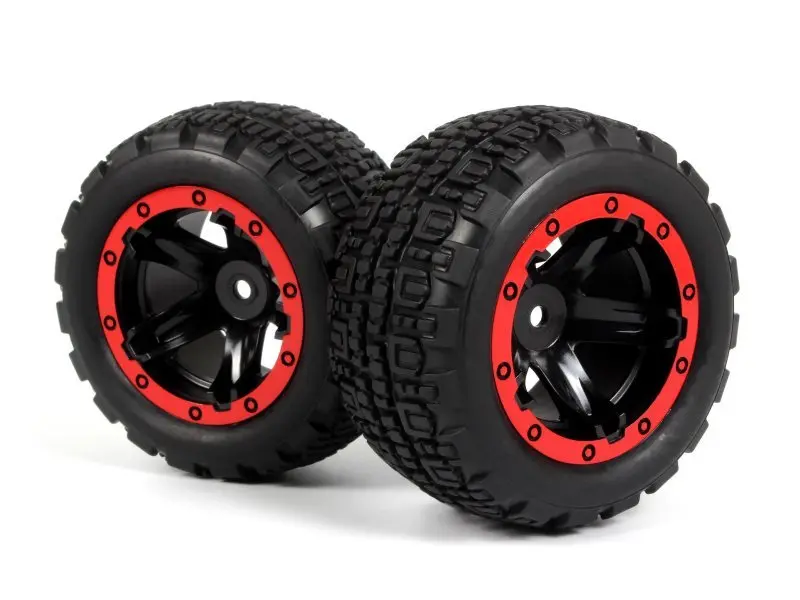 Blackzon - Slyder St Wheels/Tires Assembled (Black/Red) 1
