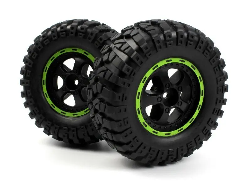 Blackzon - Smyter Desert Wheels/Tires Assembled (Black/Green) 1