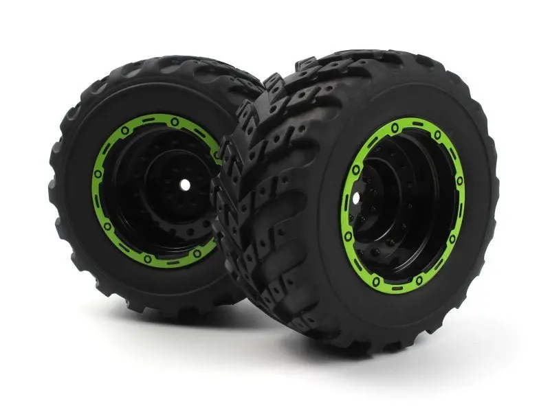 Blackzon - Smyter Mt Wheels/Tires Assembled (Black/Green) 1