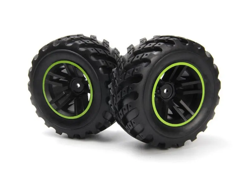 Blackzon - Spryte Wheels/Tires Assembled (Black/Green) 1
