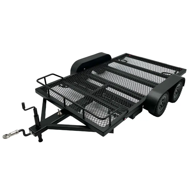 Bold R/C - 1/10 Scale Full Metal Car Hauler Trailer With Led Lights (Black) 1