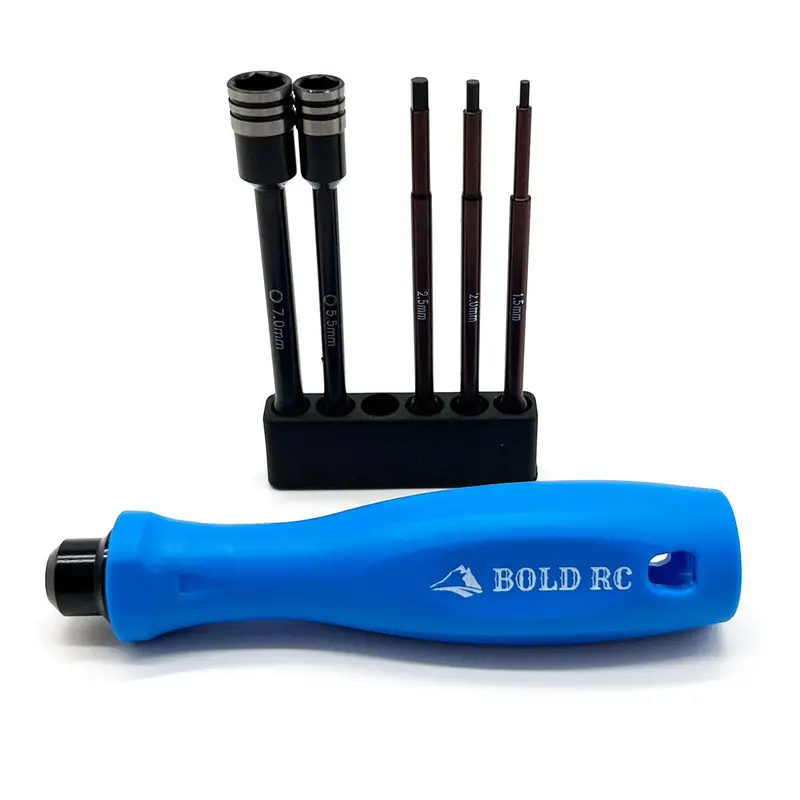 Bold R/C - 1/10Th Tool Set, 1/4" Quick Drive Hex & Nut Driver 5 Piece Set W/Handle 1