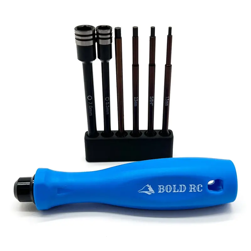 Bold R/C - 1/8Th Tool Set, 1/4" Quick Drive Hex & Nut Driver 6 Piece Set W/Handle 1