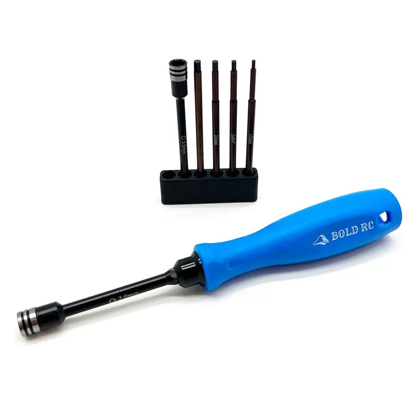 Bold R/C - 1/8Th Tool Set, 1/4" Quick Drive Hex & Nut Driver 6 Piece Set W/Handle 2