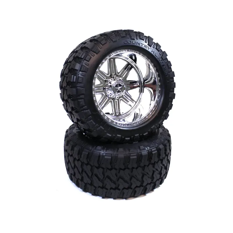 Cen Racing - American Force Legend Ss8 Plastic Wheels, W/ Fury Mountain M/T Tires, Pre-Glued (2Pcs) 1
