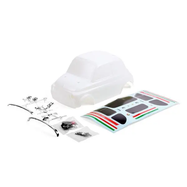 Cen Racing - Fiat Abath 595 White Painted Body Set W/ Decal (175Mm Wheelbase), For Q & Mt Series 1