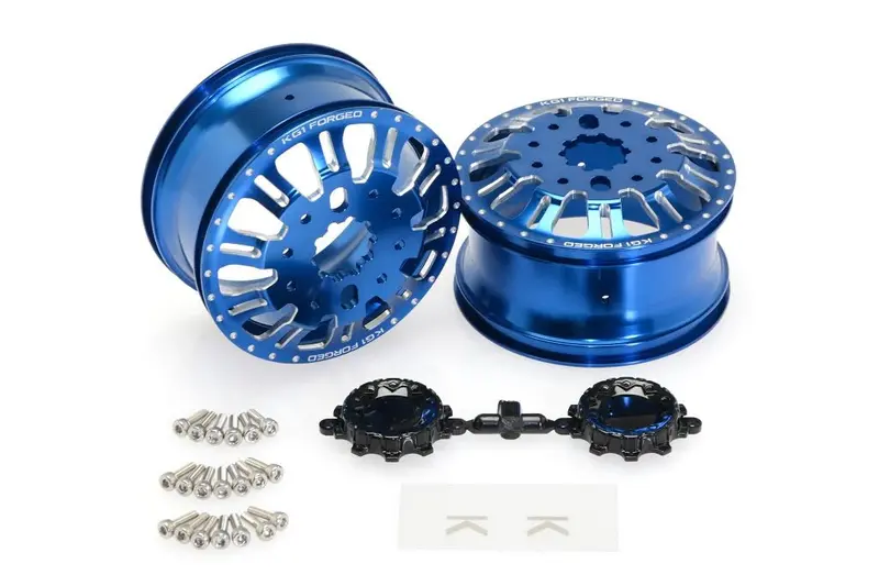 Cen Racing - Kg1 Kd004 Duel Front Dually Wheel (Blue Anodized, 2Pcs, W/Cap & Decal, Screws) 1
