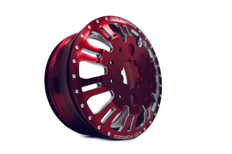 Cen Racing - Kg1 Kd004 Duel Front Dually Wheel, Red Anodized, 2Pcs, With Cap, Decal, And Screws 1