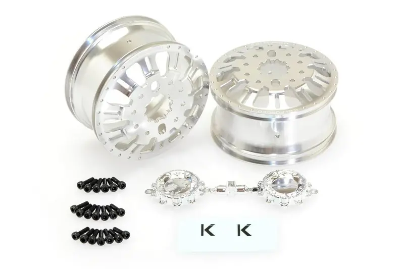 Cen Racing - Kg1 Kd004 Duel Front Dually Wheel, Silver Anodized Pair With Cap, Decal, And 33X65.5Mm Screws 1