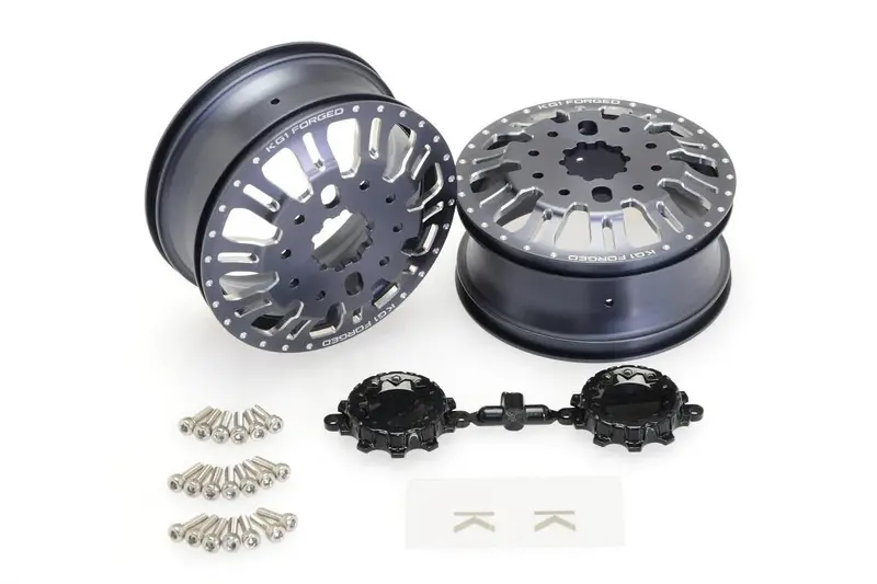 Cen Racing - Kg1 Kd004 Duel Rear Dually Wheel (Gunmetal Anodized, 2Pcs, W/Cap & Decal, Screws) 1