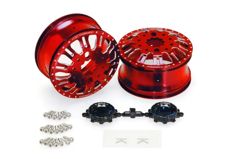 Cen Racing - Kg1 Kd004 Duel Rear Dually Wheel (Red Anodized, 2Pcs, W/Cap & Decal, Screws) 1