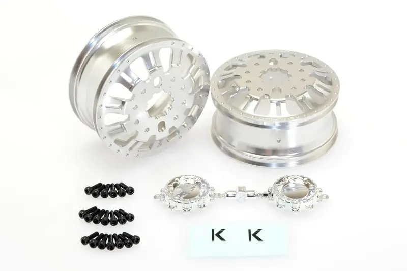 Cen Racing - Kg1 Kd004 Duel Rear Dually Wheel, Silver Anodized, 2Pcs, With Cap, Decal, And Screws 1