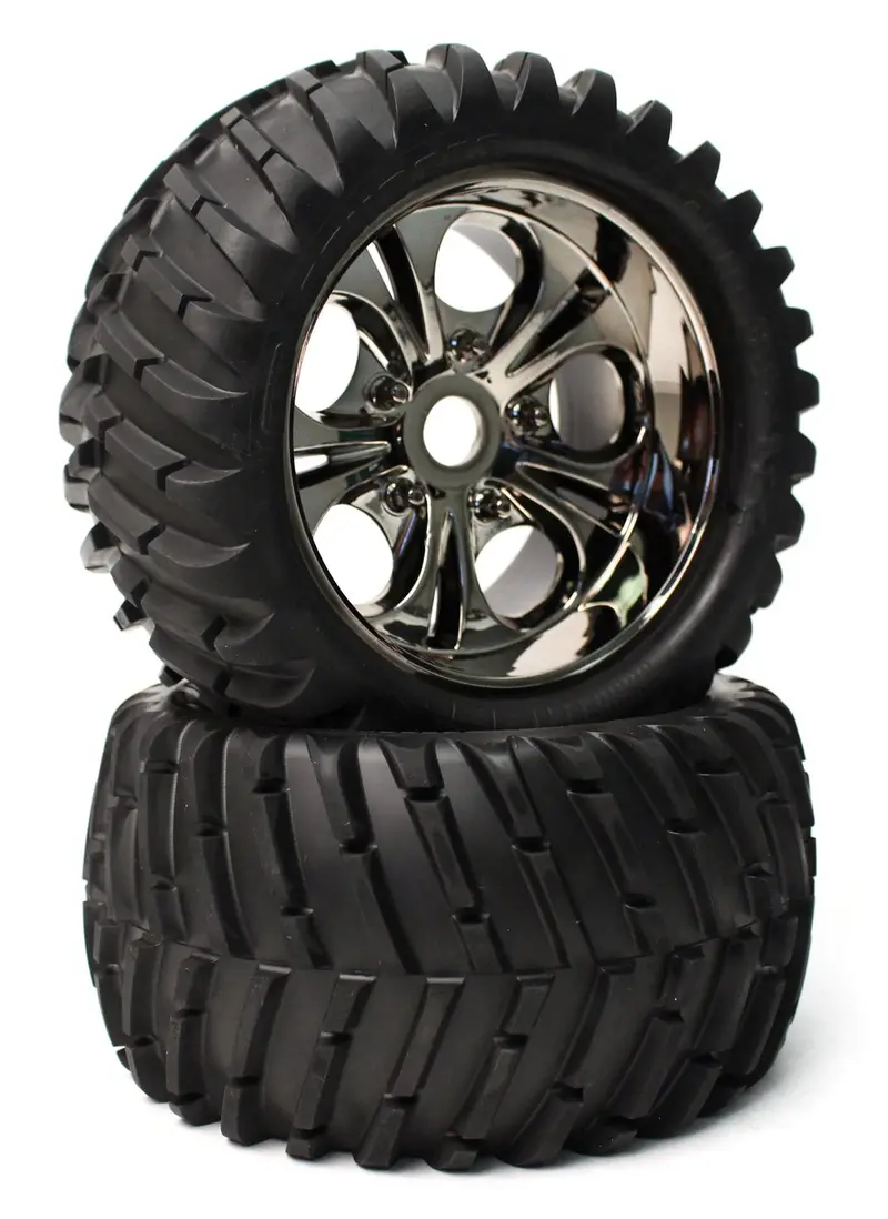 Cen Racing - "V-Pattern" Wheels & Tires (Pre-Glued, 1Pr), For Colossus Xt 1