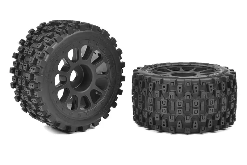 Corally - 1-8 Buggy Tires - Scorpion Xtb - Rear Wide - Glued On Black Rims - Off-Set 2Wd - 1 Pair 1