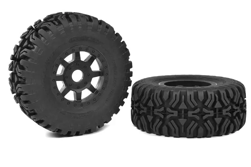Corally - 1-8 Sc Tires - Mudclaws - Glued On Black Sc Rims - 1 Pair 1