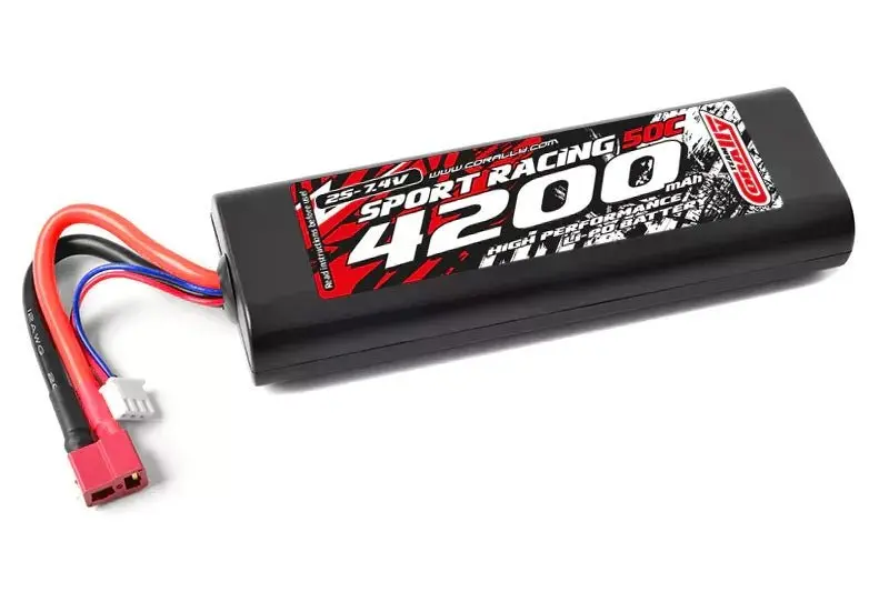 Corally - 4200Mah 7.4V 2S 30C Hardcase Lipo Battery With Hardwired With T-Plug Connector 1