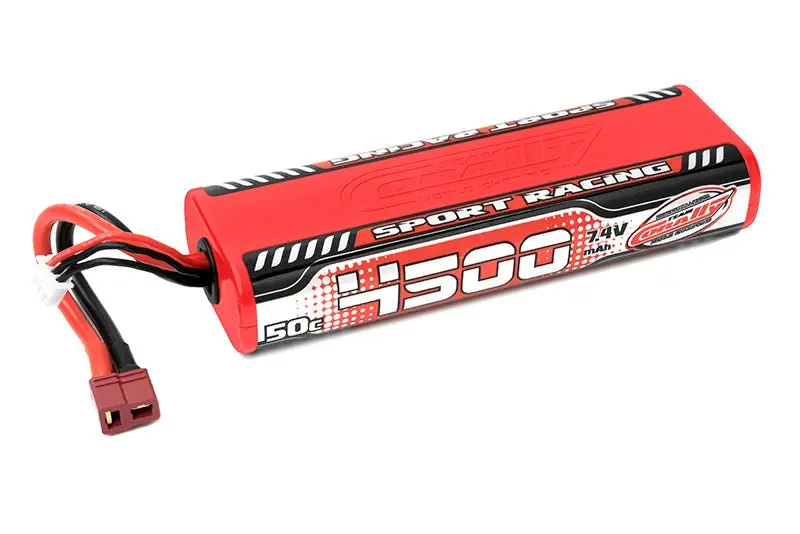 Corally - 4500Mah 7.4V 2S 50C Rounded Hardcase Sport Racing Lipo Battery With Hardwired T-Plug Connector 1