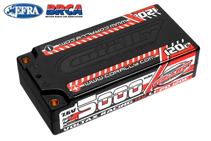 Corally - 5000Mah - 7.6V 2S Voltrax Shorty Hardcase Lipo Battery - 4Mm Bullets 1