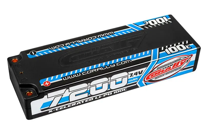 Corally - 7200Mah 7.4V 2S 100C X-Celerated Hardcase Lipo Battery - 4Mm Bullets 1
