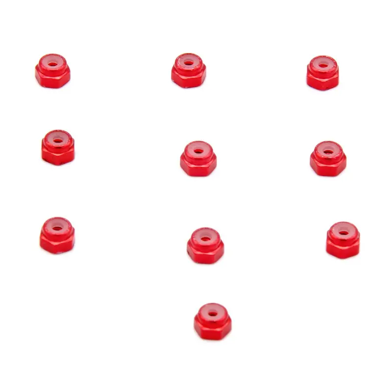 Corally - Aluminum Nylstop Nut, M2, Red - 10 Pcs 1