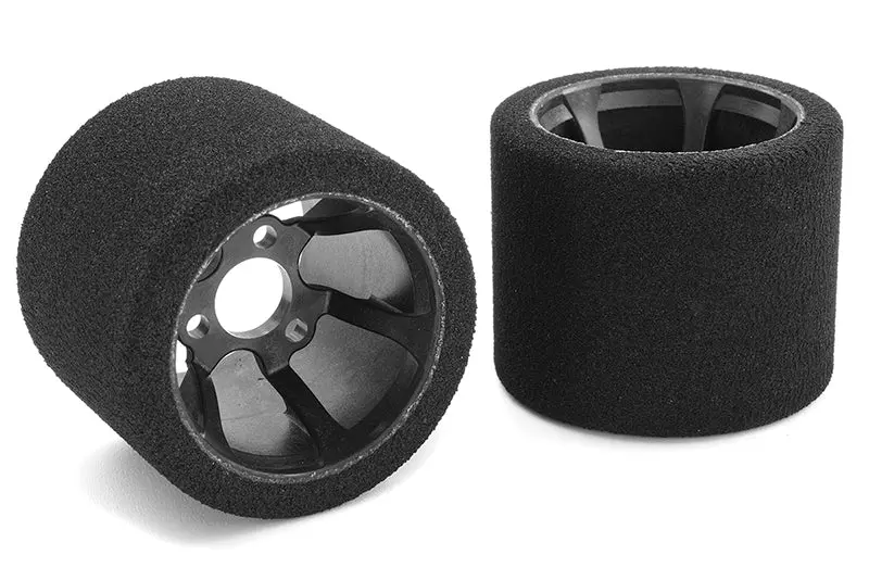 Corally - Attack Foam Tires, For 1/12 Circuit, 35 Shore Double Pink, Rear, Carbon Rims Yokomo 1