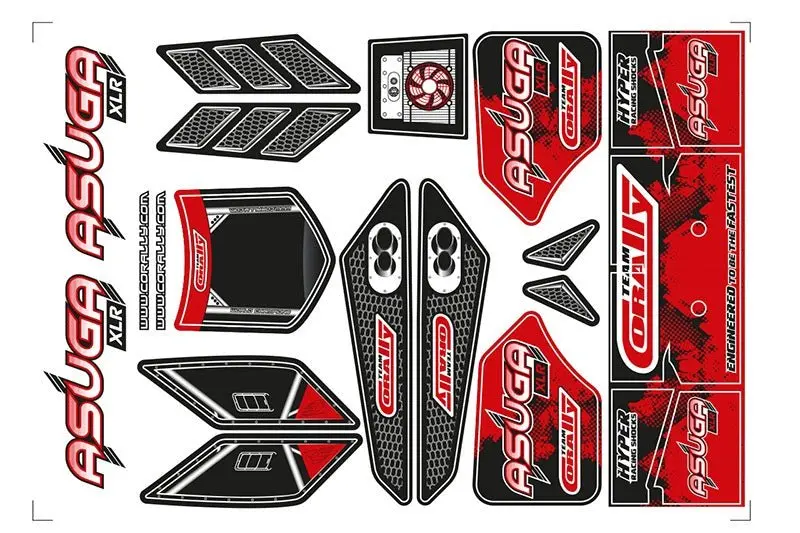 Corally - Body Decal Sheet, Asuga Xlr, Red 1