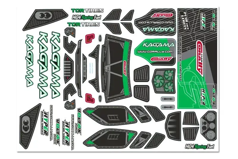 Corally - Body Decal Sheet, Kagama Xp 6S, Pre-Cut, Green Color, 1Pc 1