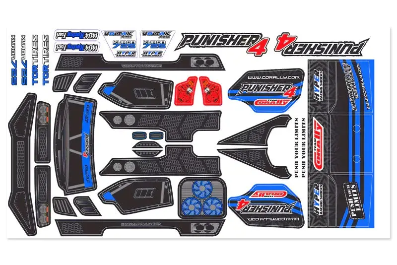Corally - Body Decal Sheet - Punisher 4 - Pre-Cut - Color Blue - 1Pc 1