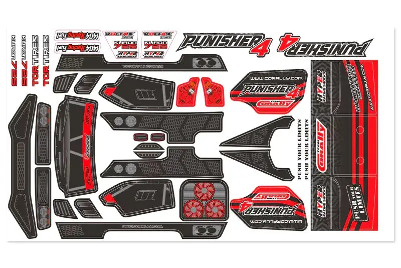 Corally - Body Decal Sheet - Punisher 4 - Pre-Cut - Color Red - 1Pc 1