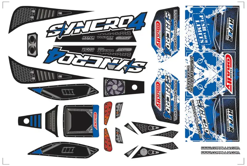 Corally - Body Decal Sheet, Syncro 4, Pre-Cut, Blue, 1 Pc 1