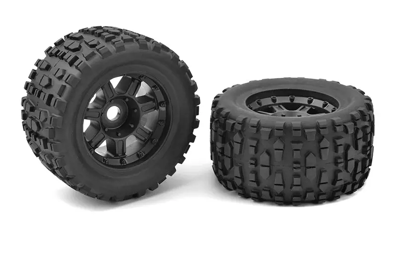 Corally - Monster Truck Tires - Xl4s - Grabber - Glued On Black Rims - 1 Pair (Sketer) 1