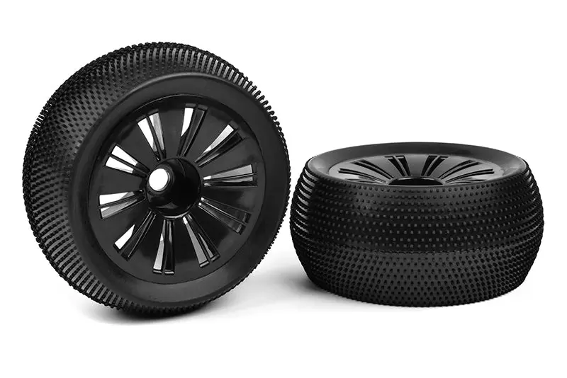 Corally - Off-Road 1/8 Monster Truggy Tires - Glued On Black Rims, For Shogun, Muraco 1