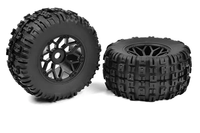 Corally - Off-Road 1/8 Mt Tires - Mud Claws - Glued On Black Rims - 1 Pair 1