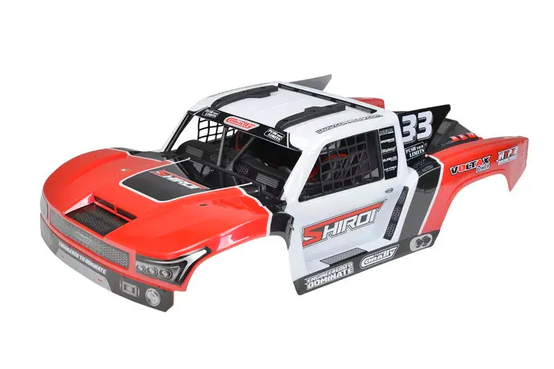 Corally - Polycarbonate Body Shiroi+ Driver Interior + Roll Cage + Body Accessories - Decals - Red - Cut - 1Pc 1