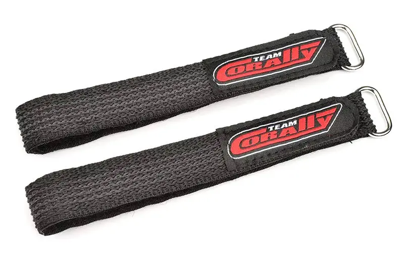 Corally - Pro Battery Straps - 300X20mm - Metal Buckle - Silicone Anti-Slip Strings - Black - 2 Pcs 1