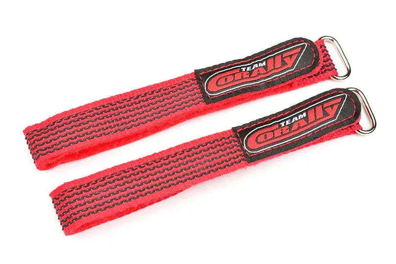 Corally - Pro Battery Straps - 300X20mm - Metal Buckle - Silicone Anti-Slip Strings - Red - 2 Pcs 1