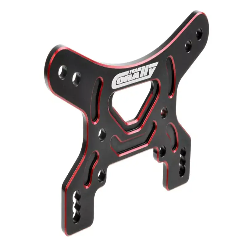 Corally - Shock Tower - Front - 3Mm - Aluminum 7075 - Hard Anodized Black/Red - 1 Pc 1