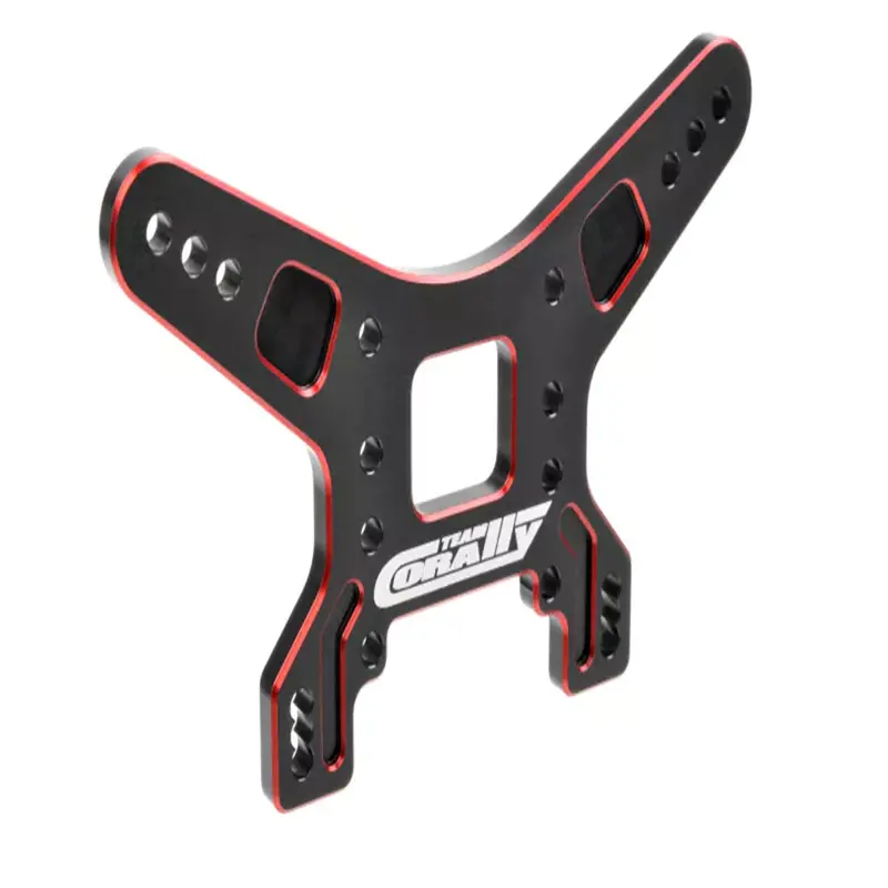Corally - Shock Tower - Rear - 4Mm - Aluminum 7075 - Hard Anodized Black/Red - 1 Pc 1