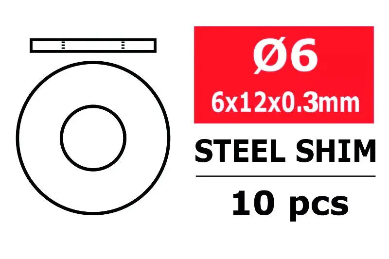 Corally - Steel Metric Shim - 6X12x0.3Mm - 10Pcs 1