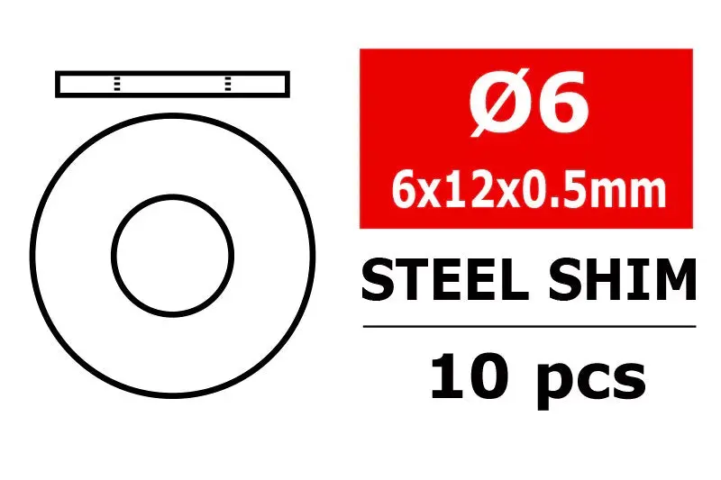 Corally - Steel Metric Shim - 6X12x0.5Mm - 10Pcs 1