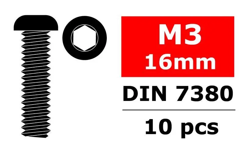 Corally - Steel Screws M3 X 16Mm, Hex Button Head, 10Pcs 1