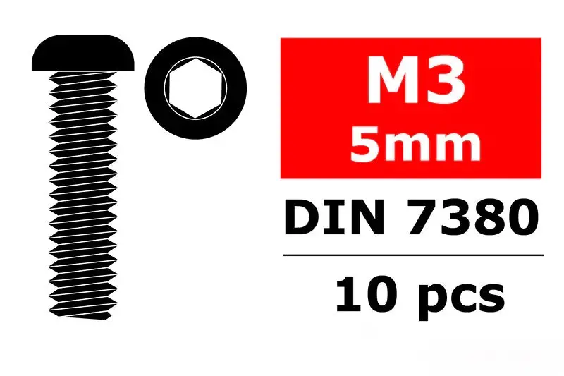 Corally - Steel Screws M3 X 5Mm - Hex Button Head - 10Pcs 1