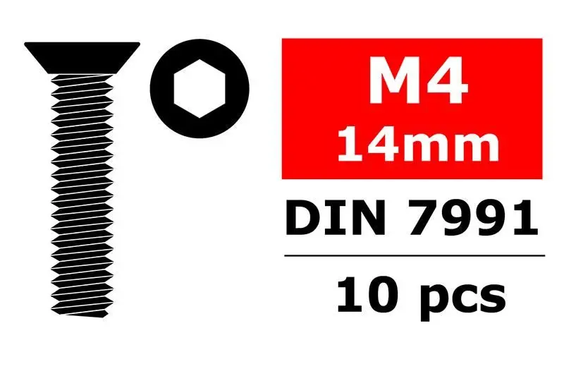 Corally - Steel Screws M4 X 14Mm, Hex Flat Head, 10Pcs 1
