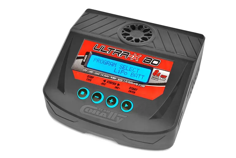 Corally - Ultra-X 80 Ac/Dc Balance Charger, 80W, 1-6S Lixx, 1-15 Nixx, 2-20V Pb 1