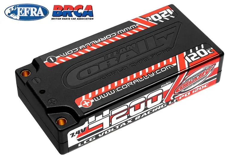 Corally - Voltax 120C Lipo Battery 4200Mah 7.4V Lcg Shorty 2S 4Mm Bullet 1