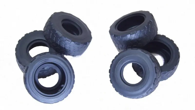 Diecast Masters - Tire Set (6) For Cat 1/24 Scale Rc 745 Articulated Truck 1