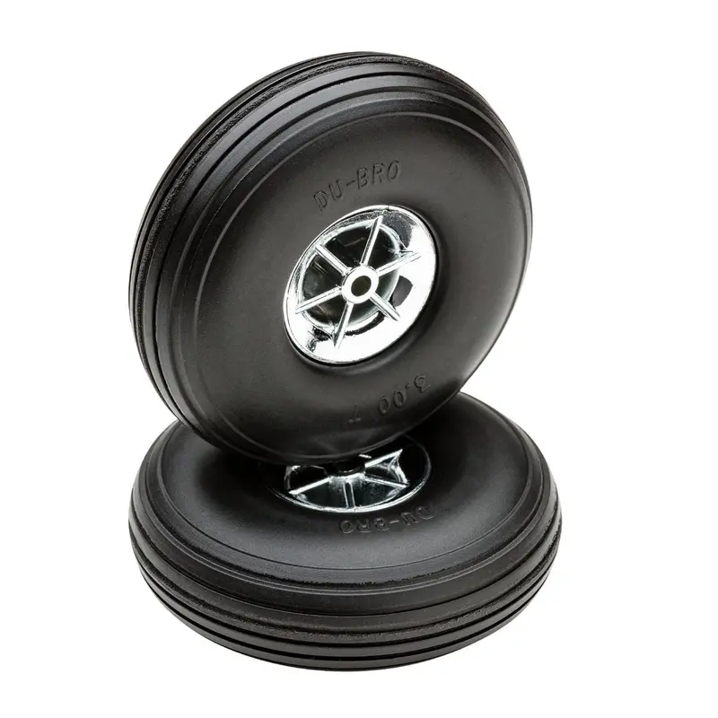 Dubro - 3" Diameter Treaded Tires On Chrome Wheels 2/Pkg 1
