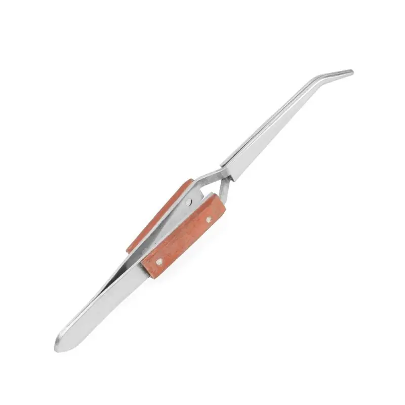 Enkay - Curved, Wood Handle Soldering Tweezer, Carded 1