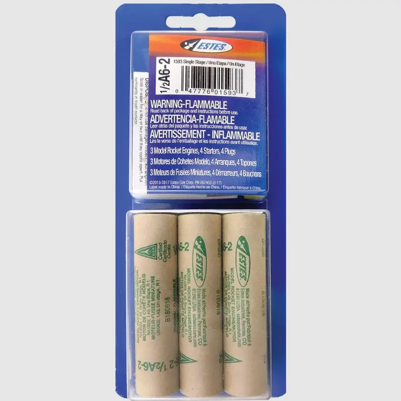 Estes Rockets - 1/2A6-2 Model Rocket Engines, (3Pk) 1