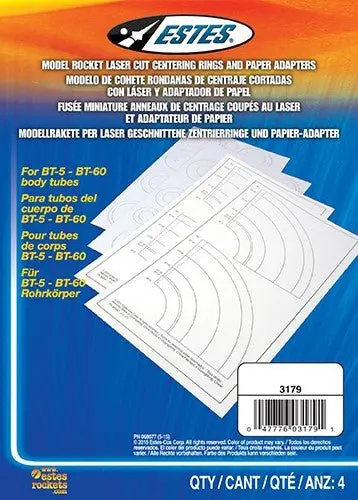Estes Rockets - Laser Cut Centering Rings And Paper Adapters, For Model Rockets, (4Pcs) 1